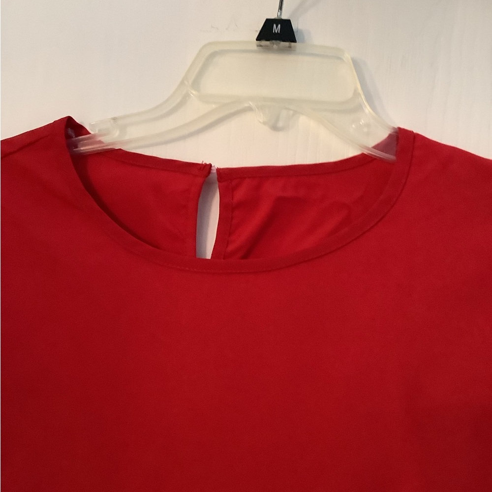 Red Ruffle Sleeve Blouse - Picture 3 of 4